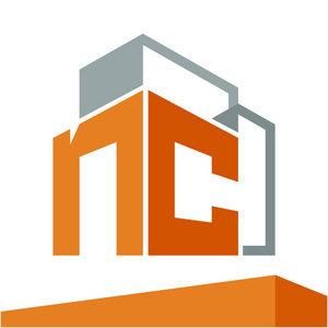 图标标志初始为业务发展的建筑服务，与字母NC相结合