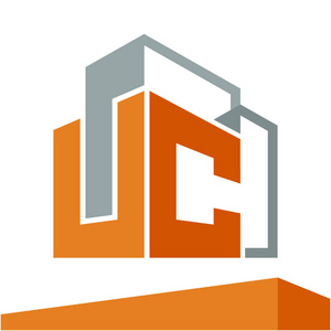 图标标志初始为业务发展的建筑服务，字母组合UC
