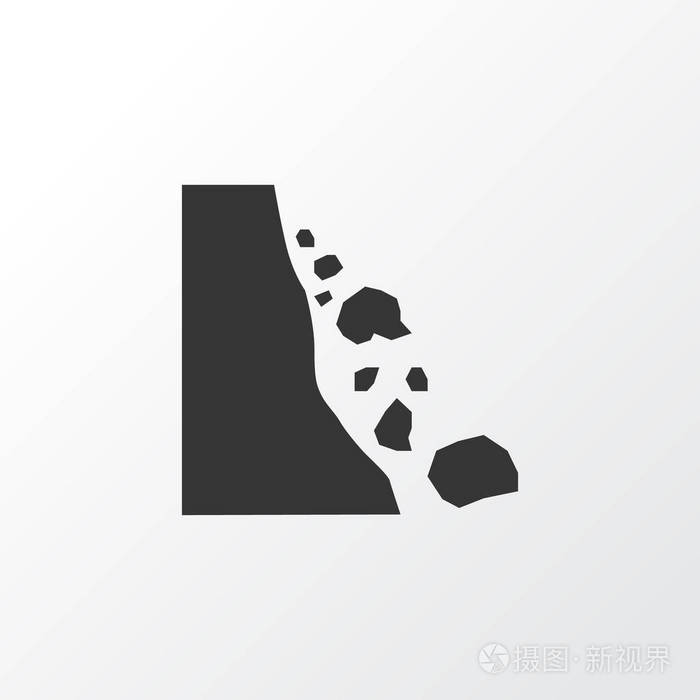 坠落的岩石图标符号.优质隔离滑坡元素的新潮风格