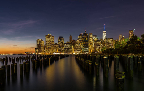 纽约地平线景观曼哈顿世贸中心自由