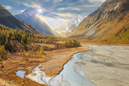 美丽的秋景，阿尔泰山俄罗斯