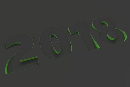 2018数字浅浮雕在黑色表面与绿色边