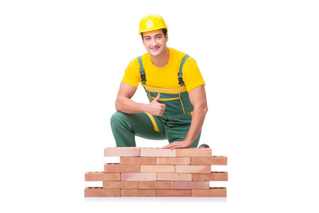 这位英俊建筑工人建筑墙面砖