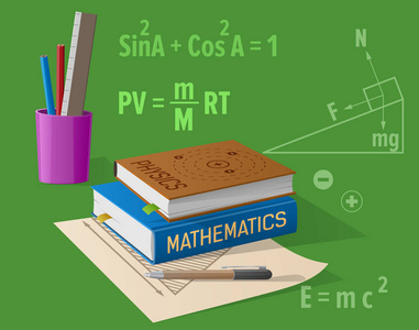 物理数学类卡通插图图片