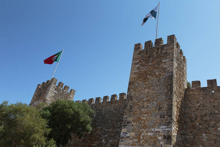 圣豪尔赫城堡 外墙里斯本和葡萄牙 fla