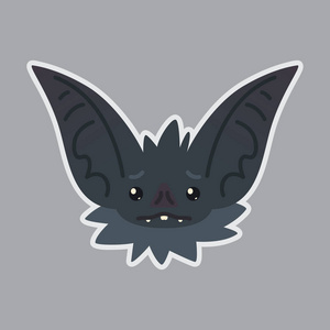 蝙蝠贴纸。表情.矢量插画可爱的万圣节蝙蝠吸血鬼显示悲伤的情绪