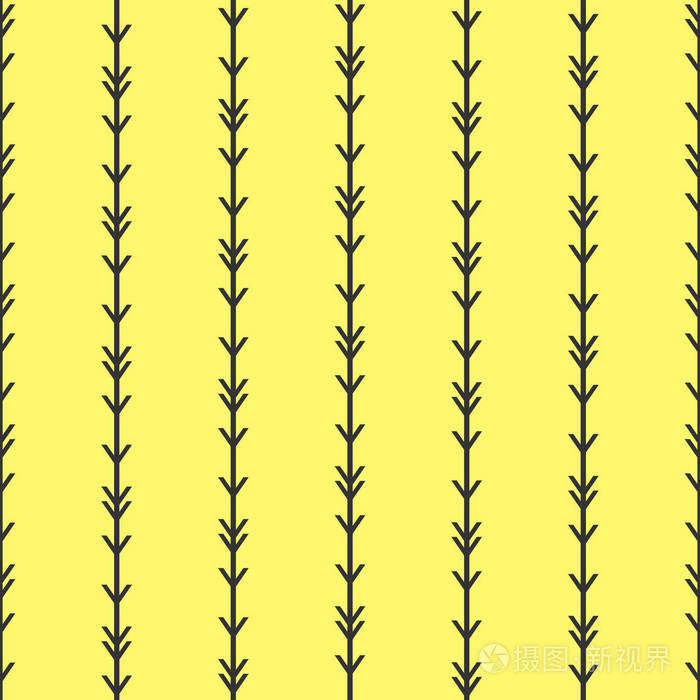 简单的无缝民族箭头条纹图案矢量黄色背景抽象艺术复古波霍风格美国印第安人传统设计