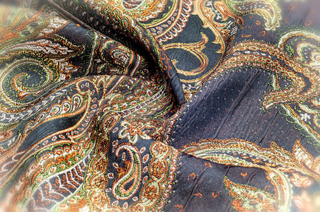 纹理背景图案。 布是密集的印度风格纹理背景图案。 传统的印度派斯利图案。 纺织品包装装饰的装饰边框。