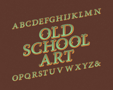 老学校艺术字体。老式字体。孤立英语字母表