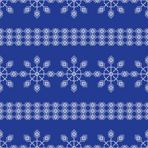 无缝矢量背景十字绣挪威雪花。 民间图案。 冬季模式。 纺织关系融洽。