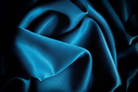 模板.真丝面料蓝色, 蓝色丝绸悬垂照片