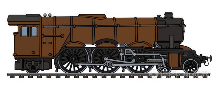 经典棕色蒸汽机车的手绘插画-正版商用图片108fhp-摄图新视界