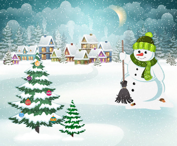 冬村雪人和圣诞树