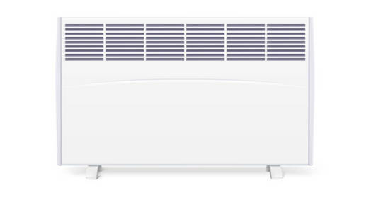家用电加热器, 对流, 3d 插图。白色背景空间采暖散热器电器电气板
