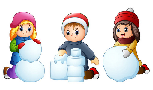 玩雪卡通图片