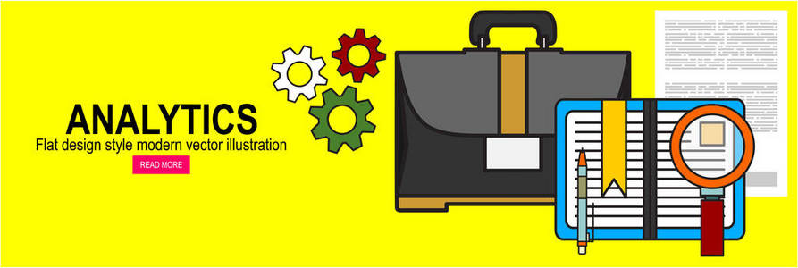 用于业务分析市场研究数据分析的插图概念。行设计模板进行分析网站banner..
