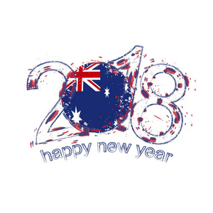 2018新年快乐澳大利亚垃圾贺卡矢量模板