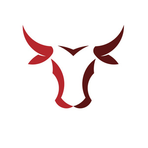 抽象简单的牛头矢量标志概念插图水牛头龙头标志。 公牛动物标志标牌