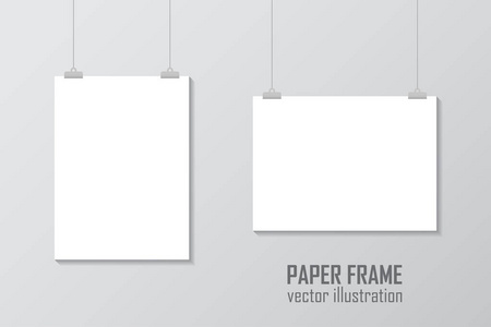 空的 A4 大小矢量纸架样机挂纸夹股票矢量