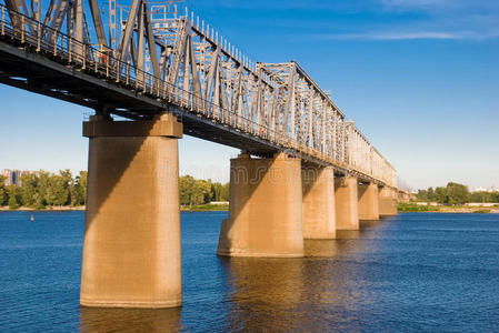 河上的铁路桥图片公路桥梁图片铁路桥梁和银行里加河道加瓦河图片铁路
