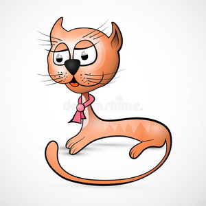 矢量棕色，橙色猫插图