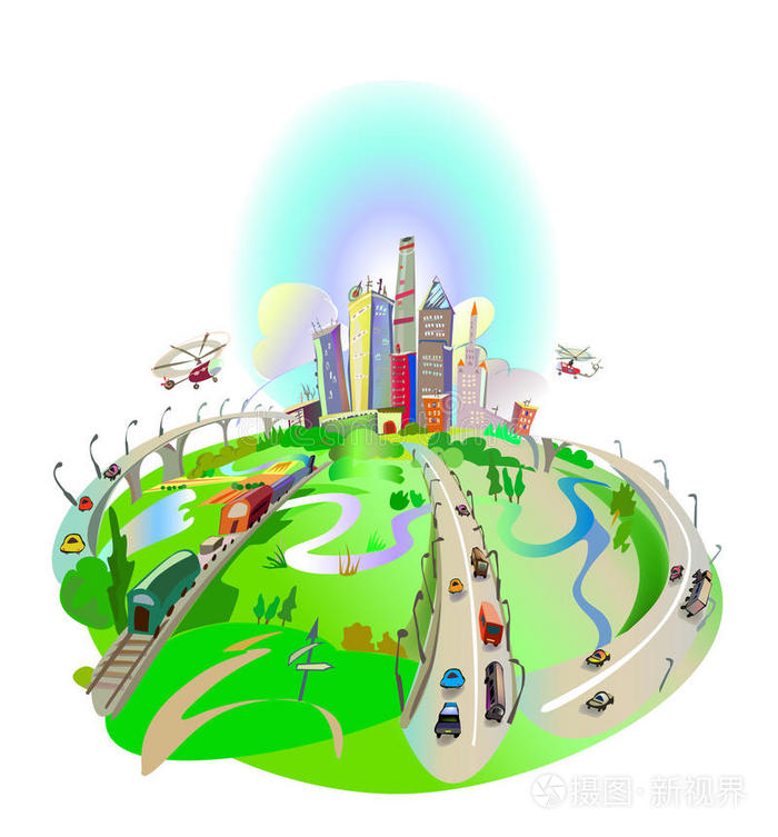 以道路,交通概念为背景的城市插图插画-正版商用图片10a5je-摄图新