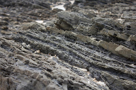 悬崖面上的层状岩石