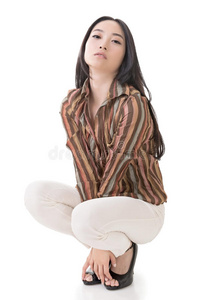 亚洲美女蹲姿照片