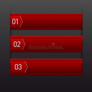 三个红色横幅的集合选项信息图形