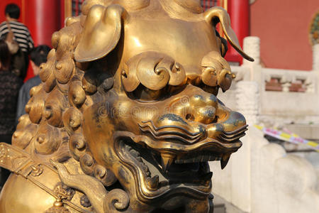 紫禁城的中国龙铜像.北京照片