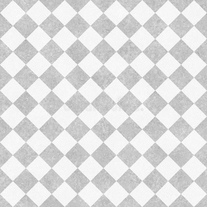 纹理织物背景上的浅灰色和白色对角线方格图案