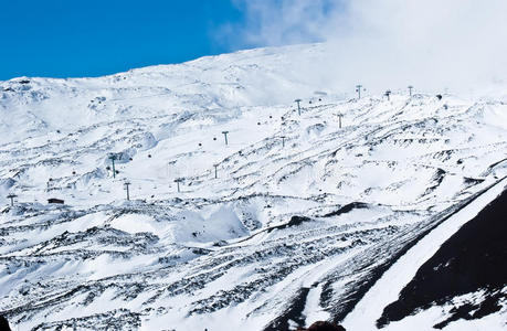 埃特纳火山。滑雪度假村