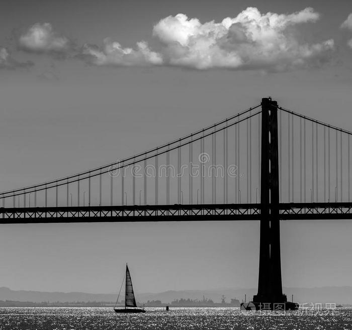 加利福尼亚7号码头旧金山海湾大桥帆船