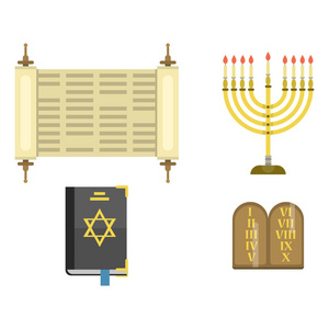 犹太教教堂传统符号隔离光明节宗教犹太教会堂逾越节希伯来犹太人矢量插图