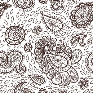 花卉 mehendi 花纹饰品矢量插画手绘指甲花 mhendi 图案印度部落佩斯利背景
