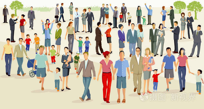 人群聚集在一个大广场上