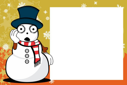 圣诞搞笑雪人卡通表情画框背景矢量格式照片