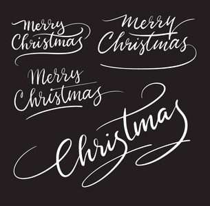 圣诞快乐活动手写字体。 良好的使用标志符号封面标签产品品牌海报标题或任何平面设计，您想要。 易于使用或改变颜色