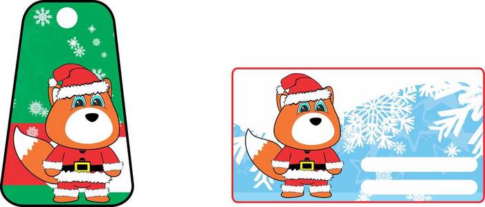 圣诞可爱狐狸克劳斯服装卡通礼品卡套矢量格式
