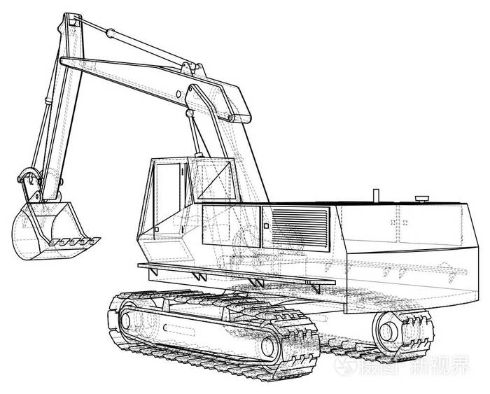 挖掘机矢量.线框.eps10 格式.矢量创建3d