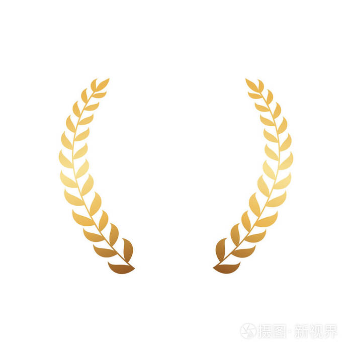 橄榄树金色树枝在白色图标上被隔离