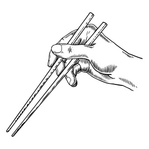筷子手雕刻矢量插画照片