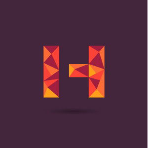 多边形h字母标志矢量插图设计