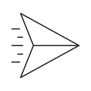 纸飞机线性图标。 细线插图。 折纸。 轮廓符号。 矢量孤立轮廓图