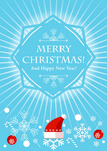 圣诞横幅为网站或印章与雪花制作的抽象风格的蓝色背景。 矢量图。