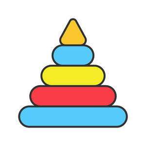 金字塔玩具颜色图标。 孤立矢量插图