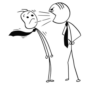 老板大喊在办公室工作的老板大喊大叫的矢量卡通照片