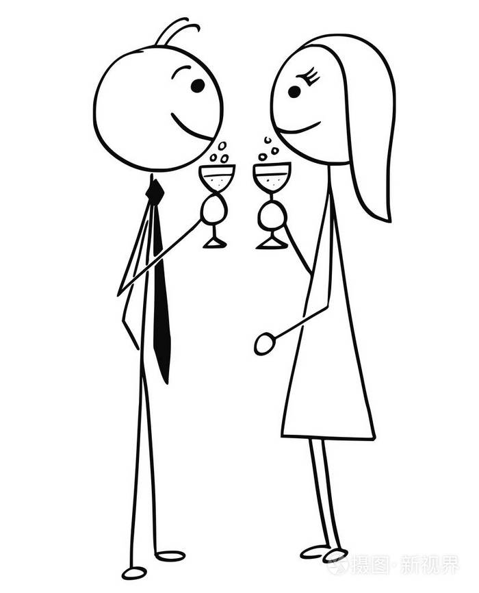 男女饮酒或香槟的矢量卡通插画-正版商用图片10c3ha-摄图新视界