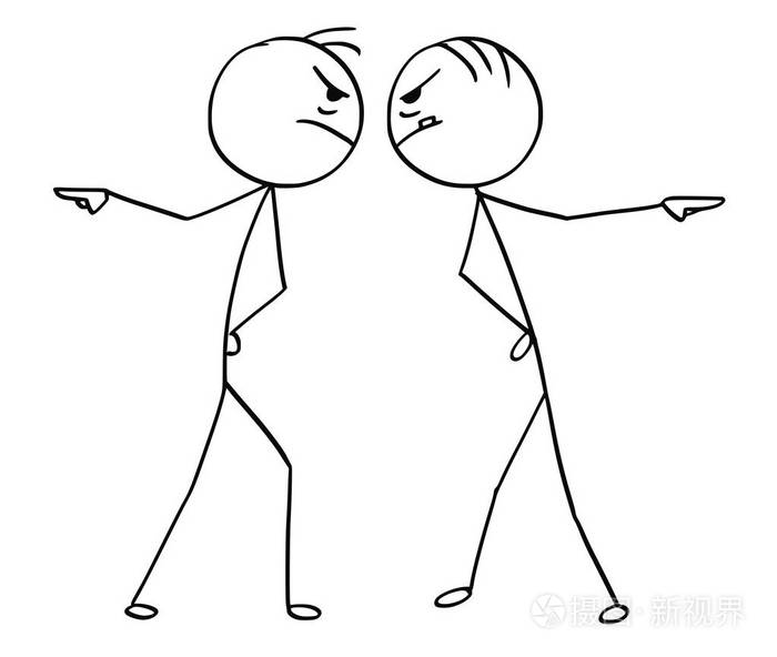 两个愤怒的男子手指向相反直接的矢量卡通插画-正版商用图片10c3kq-摄