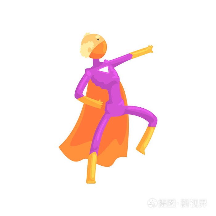 卡通老人在行动超能力.孤立平面向量